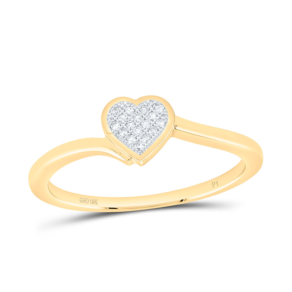 10k Gold 0.03 CTW-Natural Diamond Gift Heart Ring