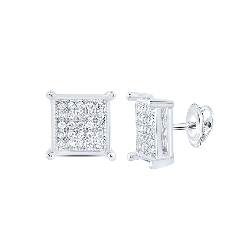 10k Gold 1/8 CTW-Natural Diamond Gift Micro-Pave Square Earring