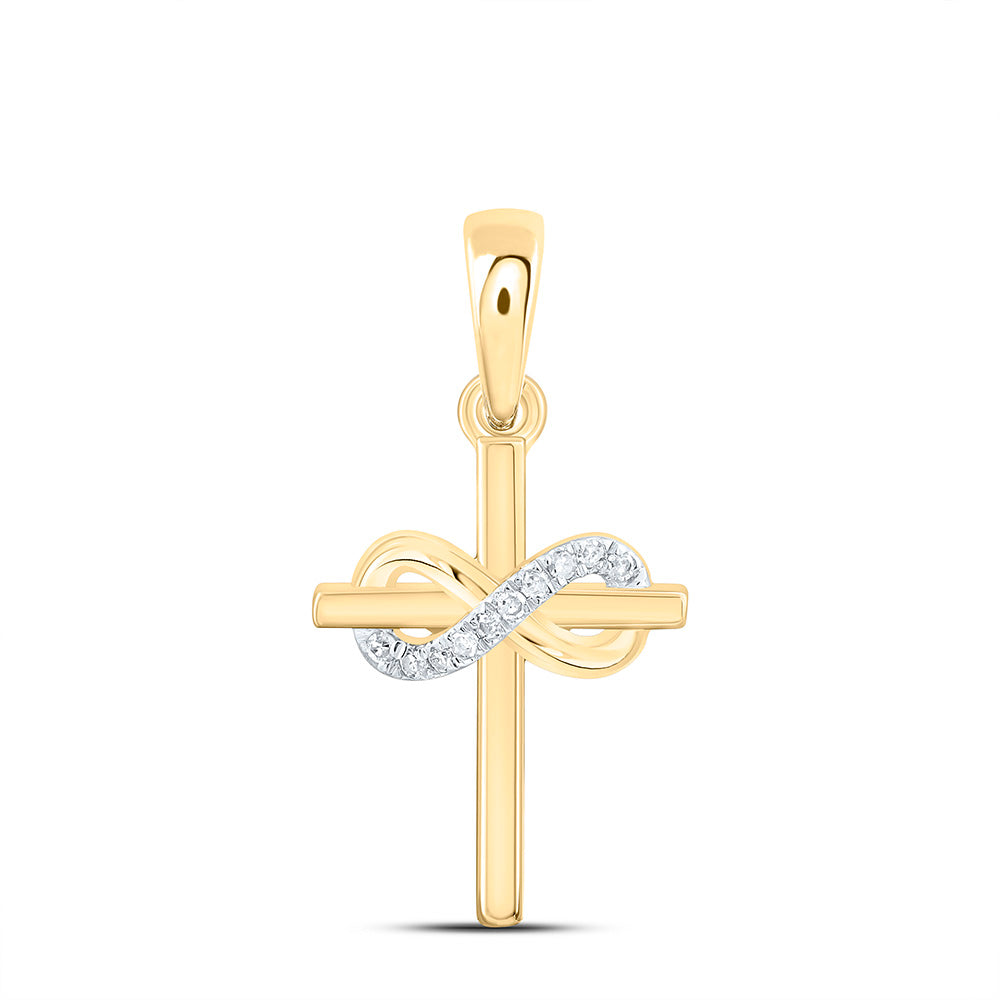 10k Gold 0.03 CTW-Natural Diamond Gift Infinity Cross Pendant