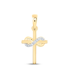 10k Gold 0.03 CTW-Natural Diamond Gift Infinity Cross Pendant