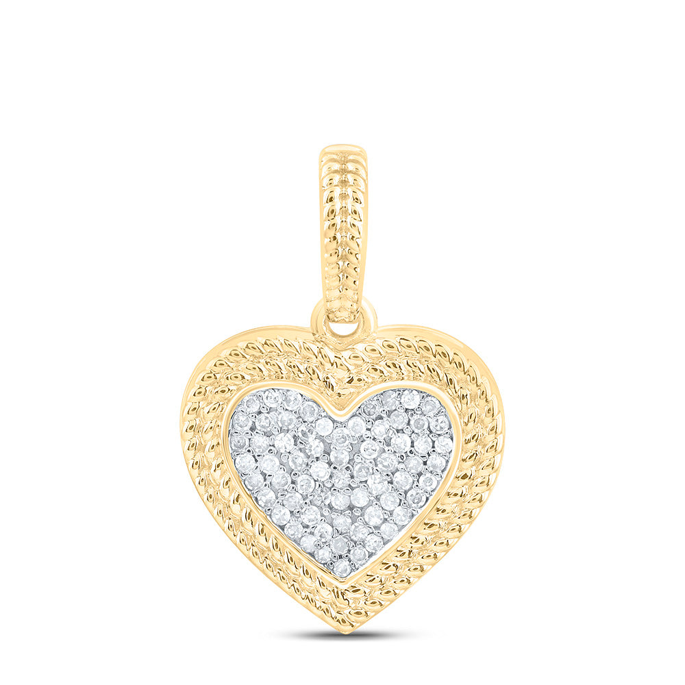 10k Gold 1/8 CTW-Natural Diamond Gift Micro-Pave Heart Pendant
