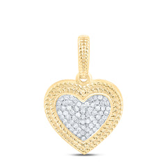 10k Gold 1/8 CTW-Natural Diamond Gift Micro-Pave Heart Pendant