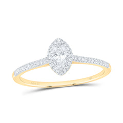 10k Gold 1/3 CTW-Natural Diamond 1/5 Ct-Mq Eng Single Halo Ring