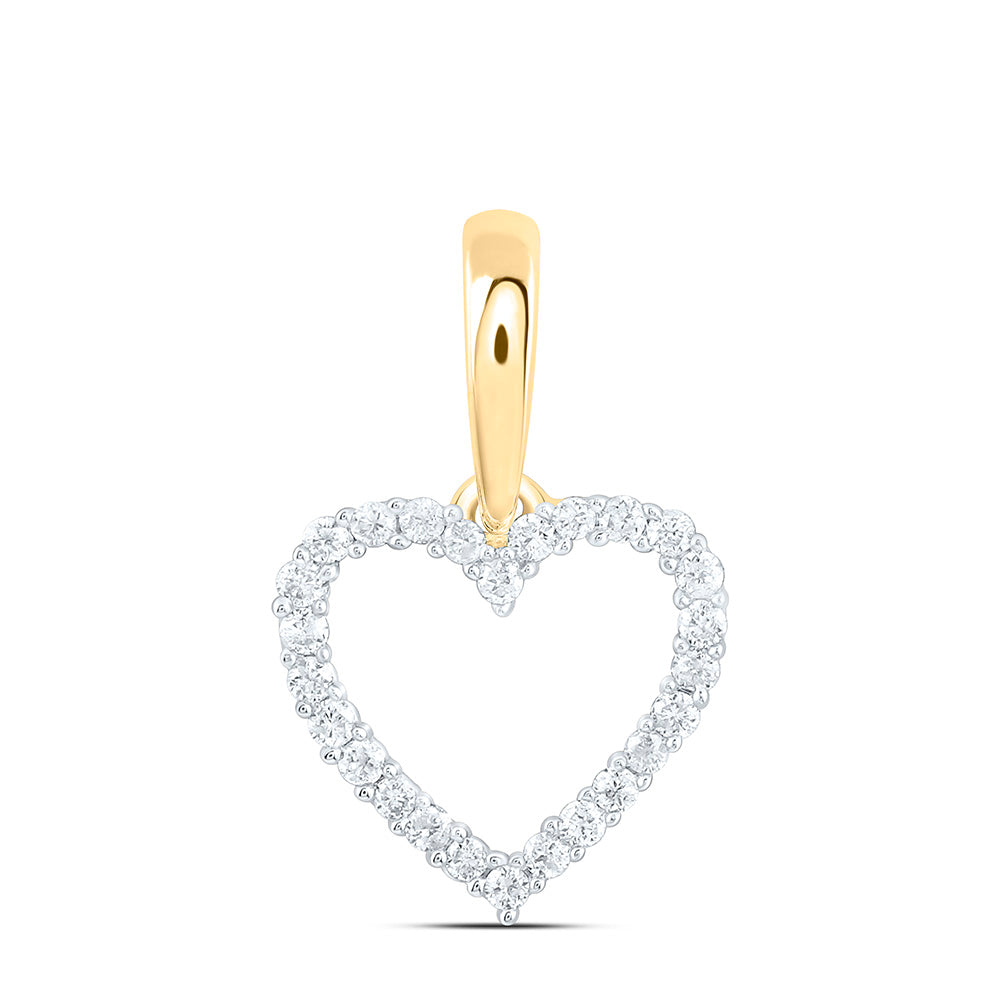 10k Gold 1/12 CTW-Natural Diamond Fashion Heart Pendant