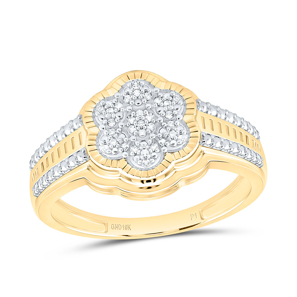 10k Gold 1/20 CTW-Natural Diamond Gift Flower Ring