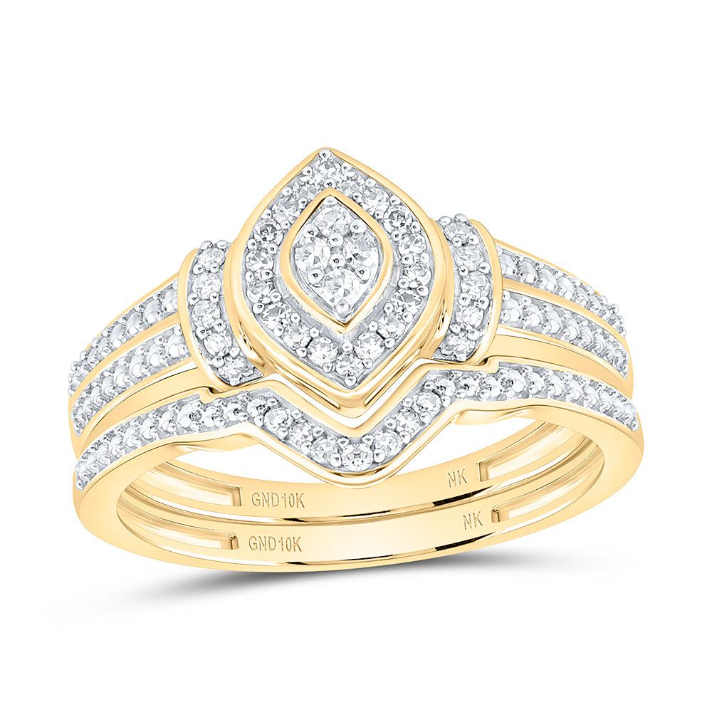 10k Gold 1/5 CTW-Natural Diamond Fashion Marquise Bridal Set
