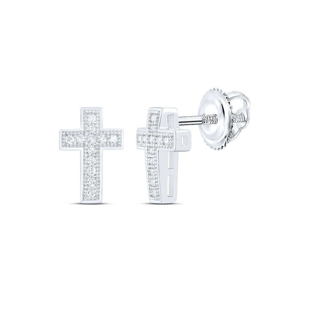 10k Gold 1/10 CTW-Natural Diamond Gift Cross Earring