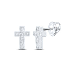 10k Gold 1/10 CTW-Natural Diamond Gift Cross Earring
