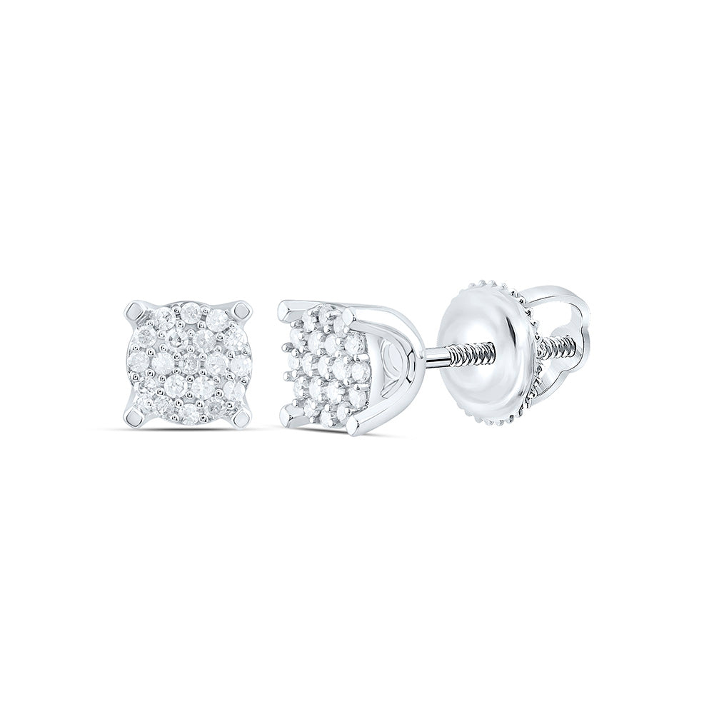 10k Gold 1/10 CTW-Natural Diamond Gift Micro-Pave Round Earring