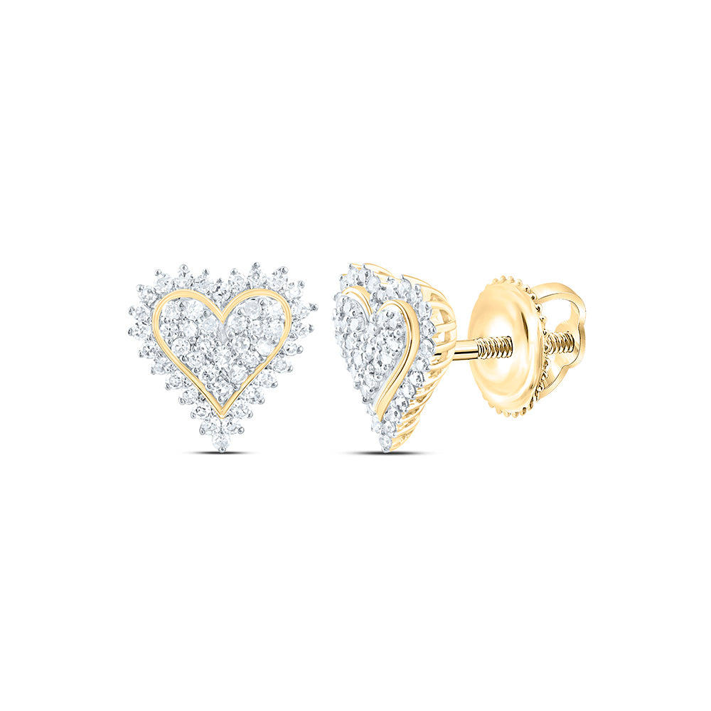 10k Gold 1/5 CTW-Natural Diamond Fashion Heart Earring