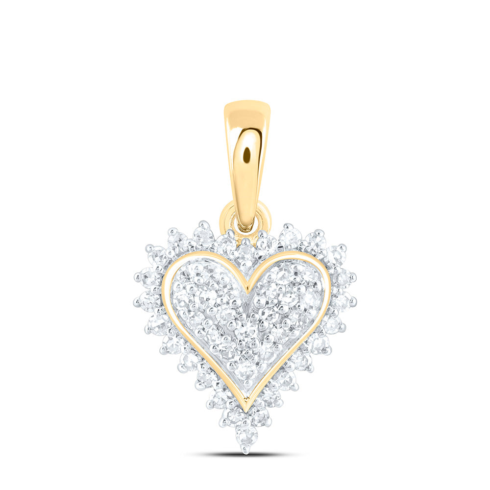 10k Gold 1/8 CTW-Natural Diamond Fashion Heart Pendant