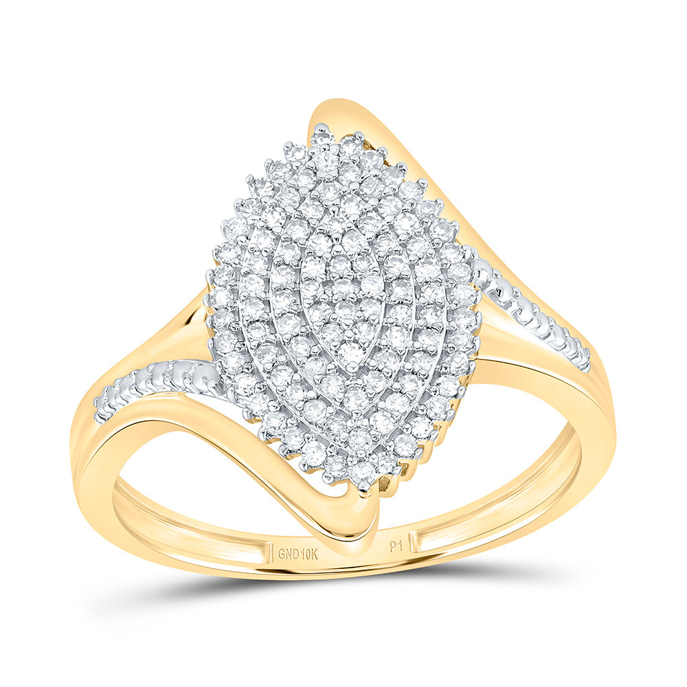 10k Gold 1/3 CTW-Natural Diamond Gift Micro-Pave Marquise Ring