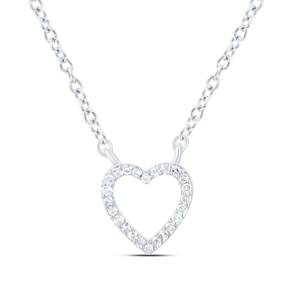 Sterling Silver 1/20 CTW-Natural Diamond Gift Heart Necklace (18 Inch )
