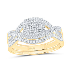 10k Gold 3/8 CTW-Natural Diamond Gift Cushion Bridal Set