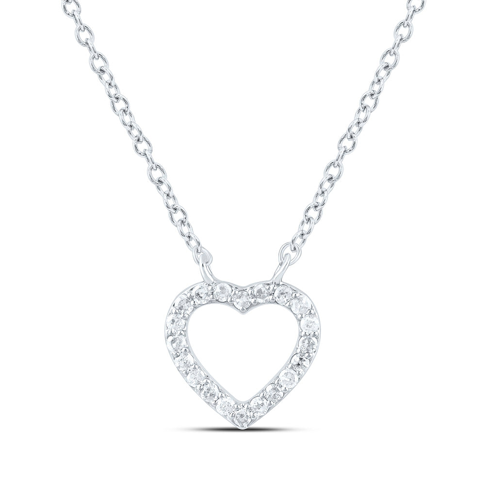 Sterling Silver 1/10 CTW-Natural Diamond Gift Heart Necklace (18 Inch )