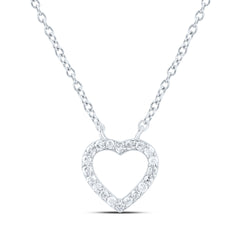 Sterling Silver 1/10 CTW-Natural Diamond Gift Heart Necklace (18 Inch )