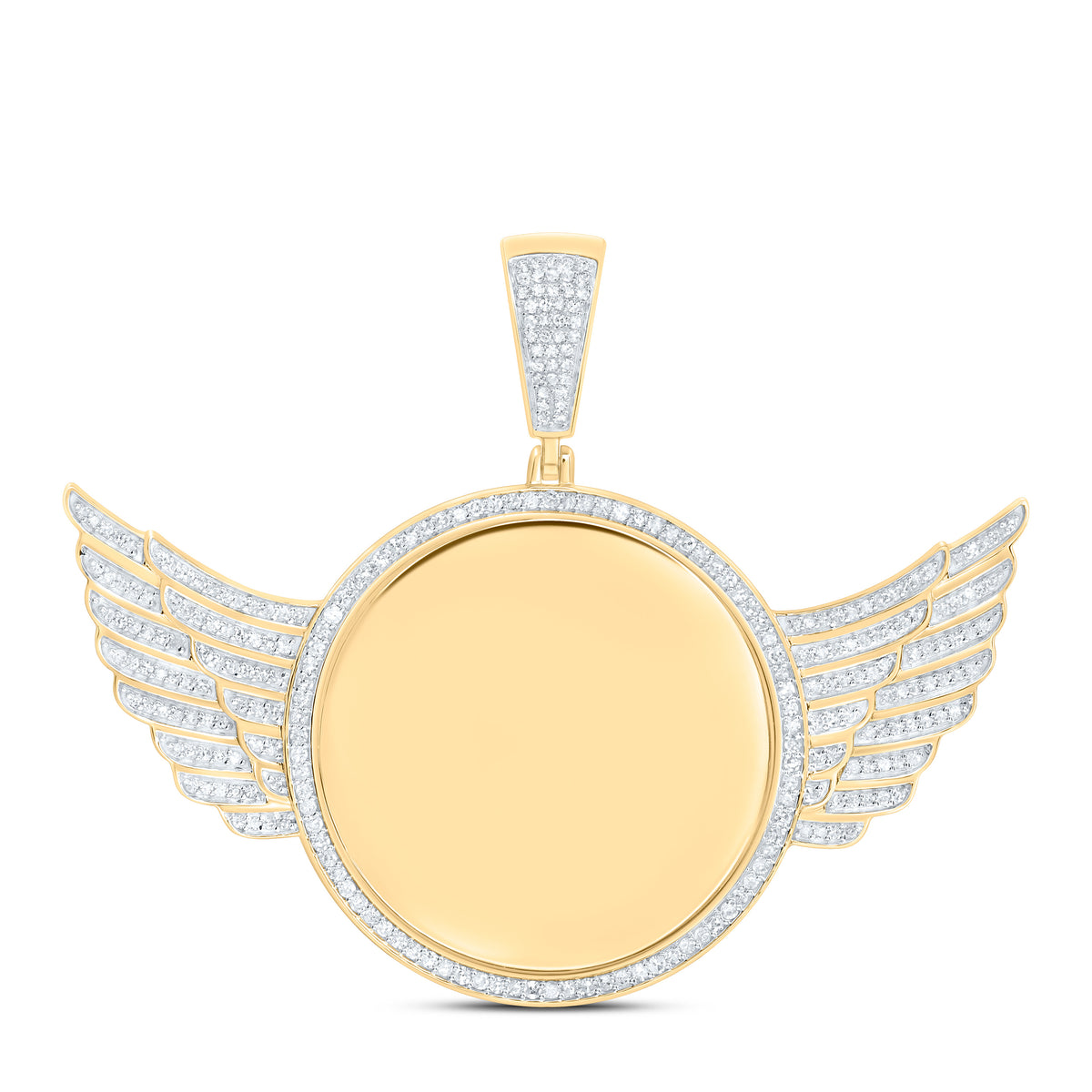 10k Gold 3/4 CTW-Natural Diamond Gift Wings Round Memory Mens Charm