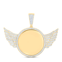 10k Gold 3/4 CTW-Natural Diamond Gift Wings Round Memory Mens Charm
