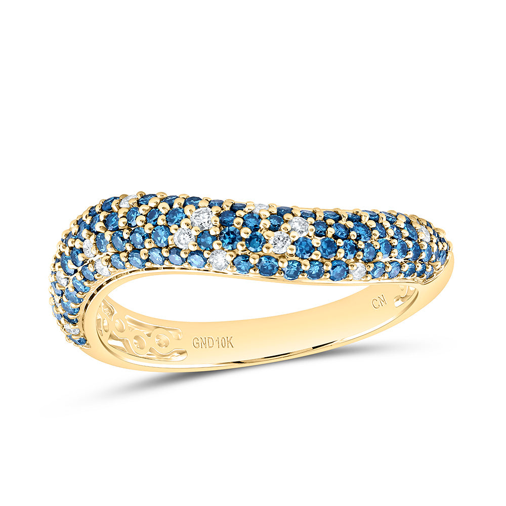 10k Gold 5/8 CTW-Natural Diamond Fashion Blue Diamond Band