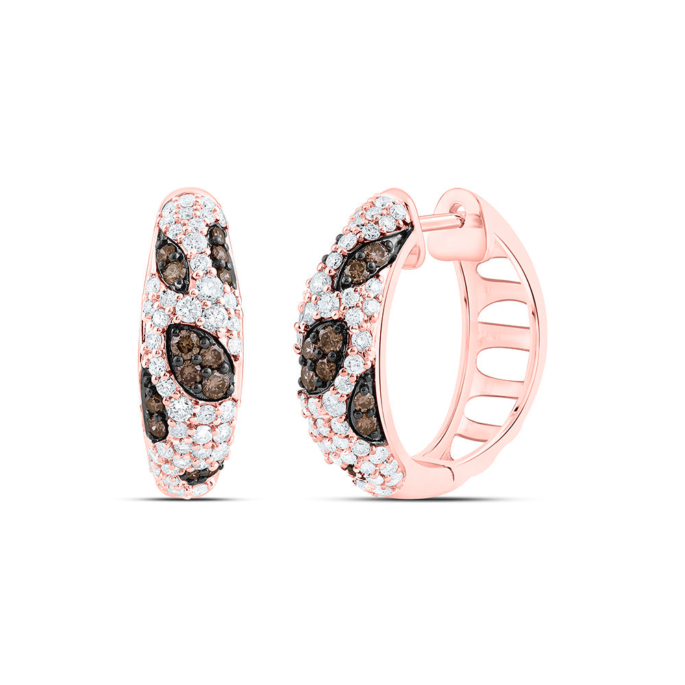 10k Gold 7/8 CTW-Natural Diamond Fashion Cognac Natural Hoop Earring
