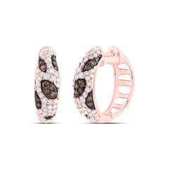 10k Gold 7/8 CTW-Natural Diamond Fashion Cognac Natural Hoop Earring