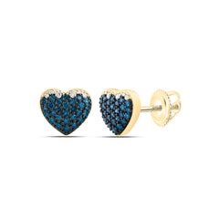 10k Gold 1/2 CTW-Natural Diamond Fashion Blue Diamond Heart Earring