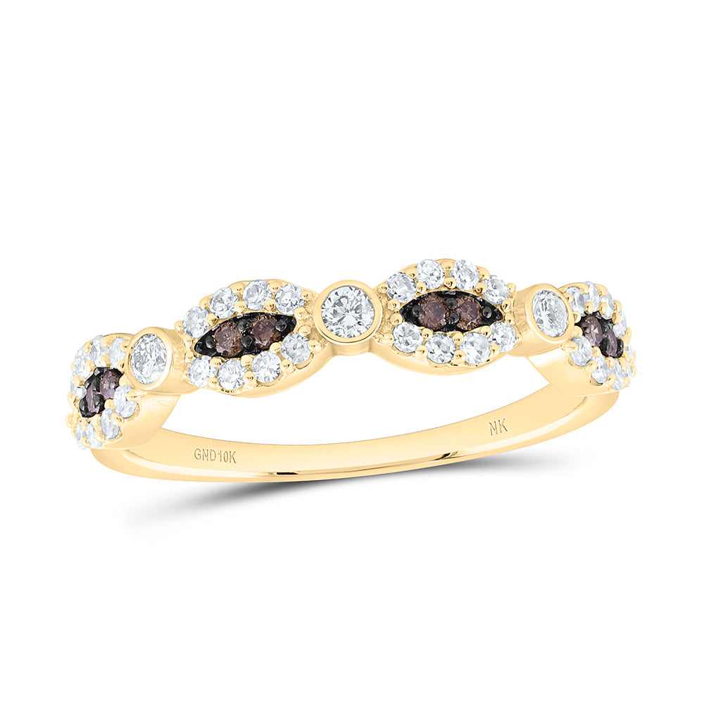 10k Gold 3/8 CTW-Natural Diamond Fashion Cognac Natural Band