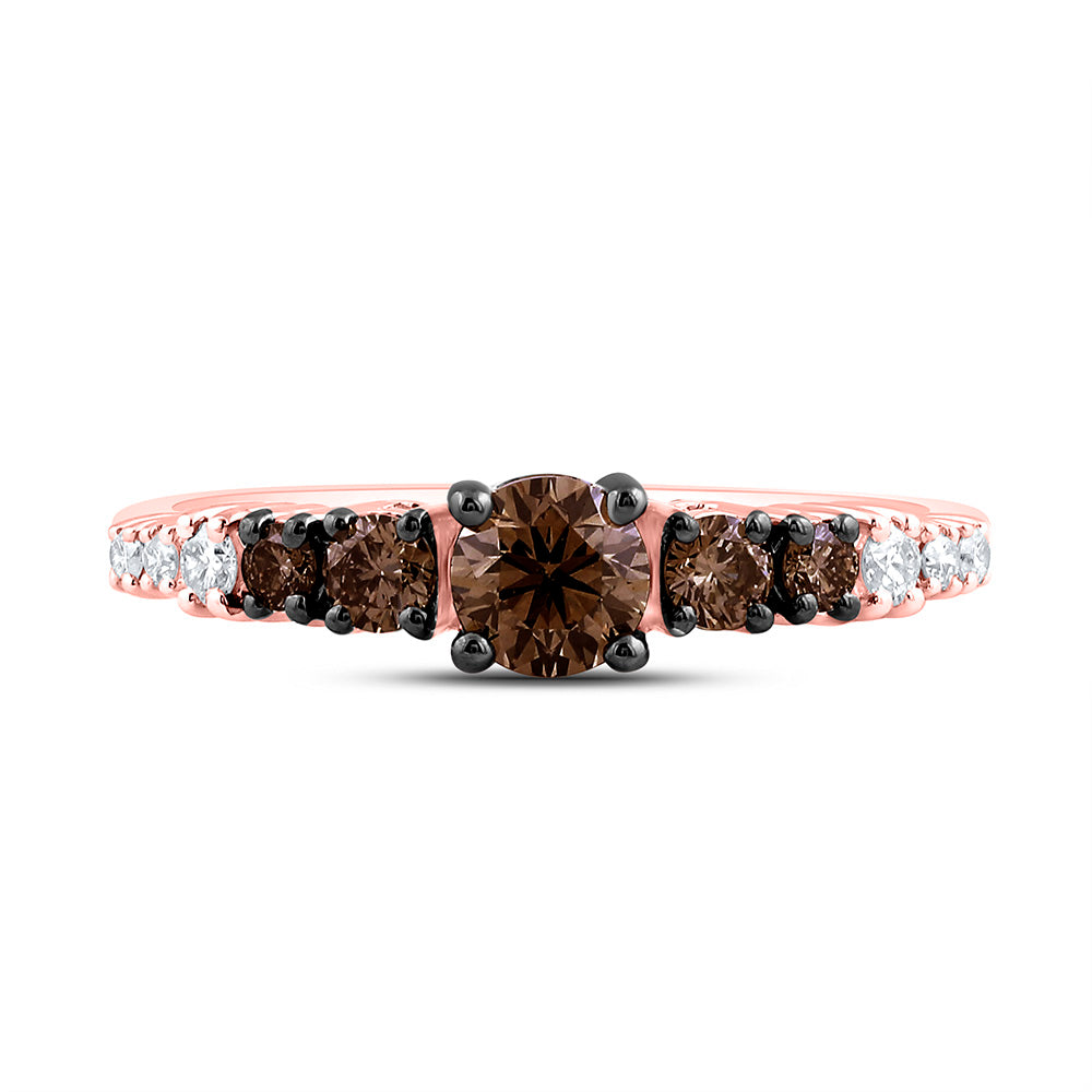 10k Gold 5/8 CTW-Natural Diamond 1/3 Ct-Crd-Br Fashion Cognac Natural Ring