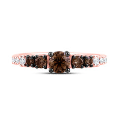 10k Gold 5/8 CTW-Natural Diamond 1/3 Ct-Crd-Br Fashion Cognac Natural Ring