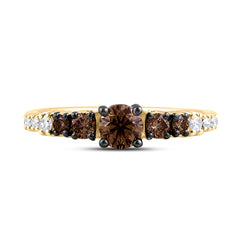 14k Gold 5/8 CTW-Natural Diamond 1/3 Ct-Crd-Br Fashion Cognac Natural Ring