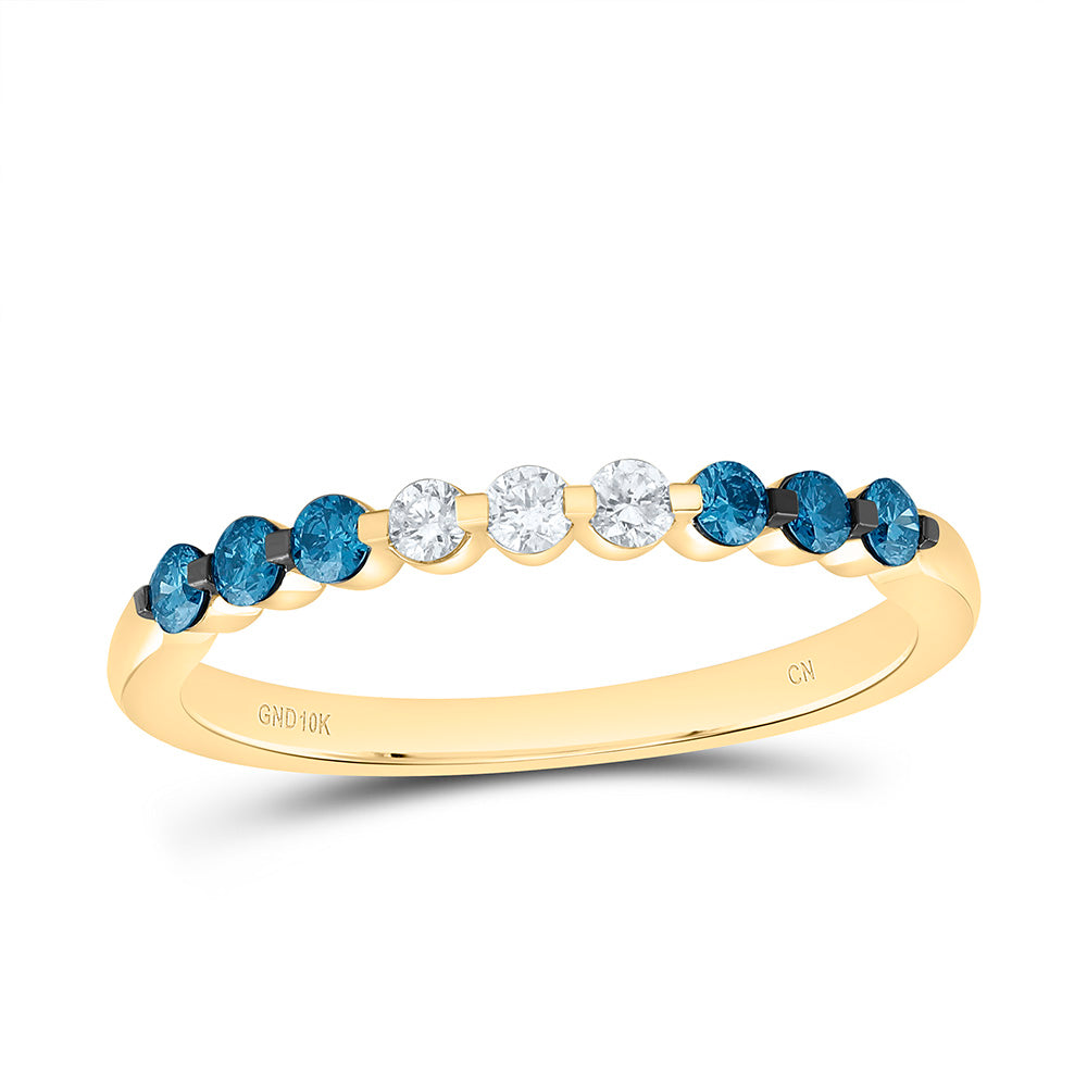 10k Gold 1/3 CTW-Natural Diamond Fashion Blue Diamond Band