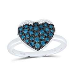 10k Gold 1/2 CTW-Natural Diamond Fashion Blue Diamond Heart Ring