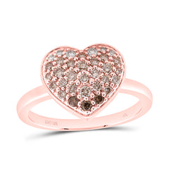 10k Gold 1/2 CTW-Natural Diamond Fashion Cognac Natural Heart Ring