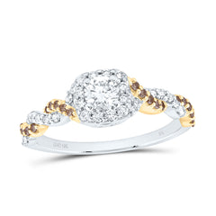 10k Gold 5/8 CTW-Natural Diamond 1/4 Ct-Crd Fashion Cognac Natural Cushion Ring