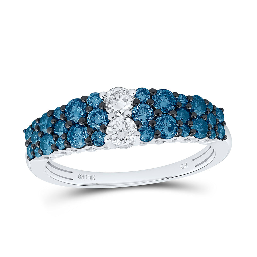 10k Gold 1 CTW-Natural Diamond Fashion Blue Diamond Ring