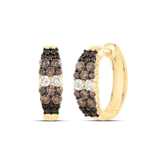 10k Gold 1 1/4 CTW-Natural Diamond Fashion Ombre Diamond Hoop Earring