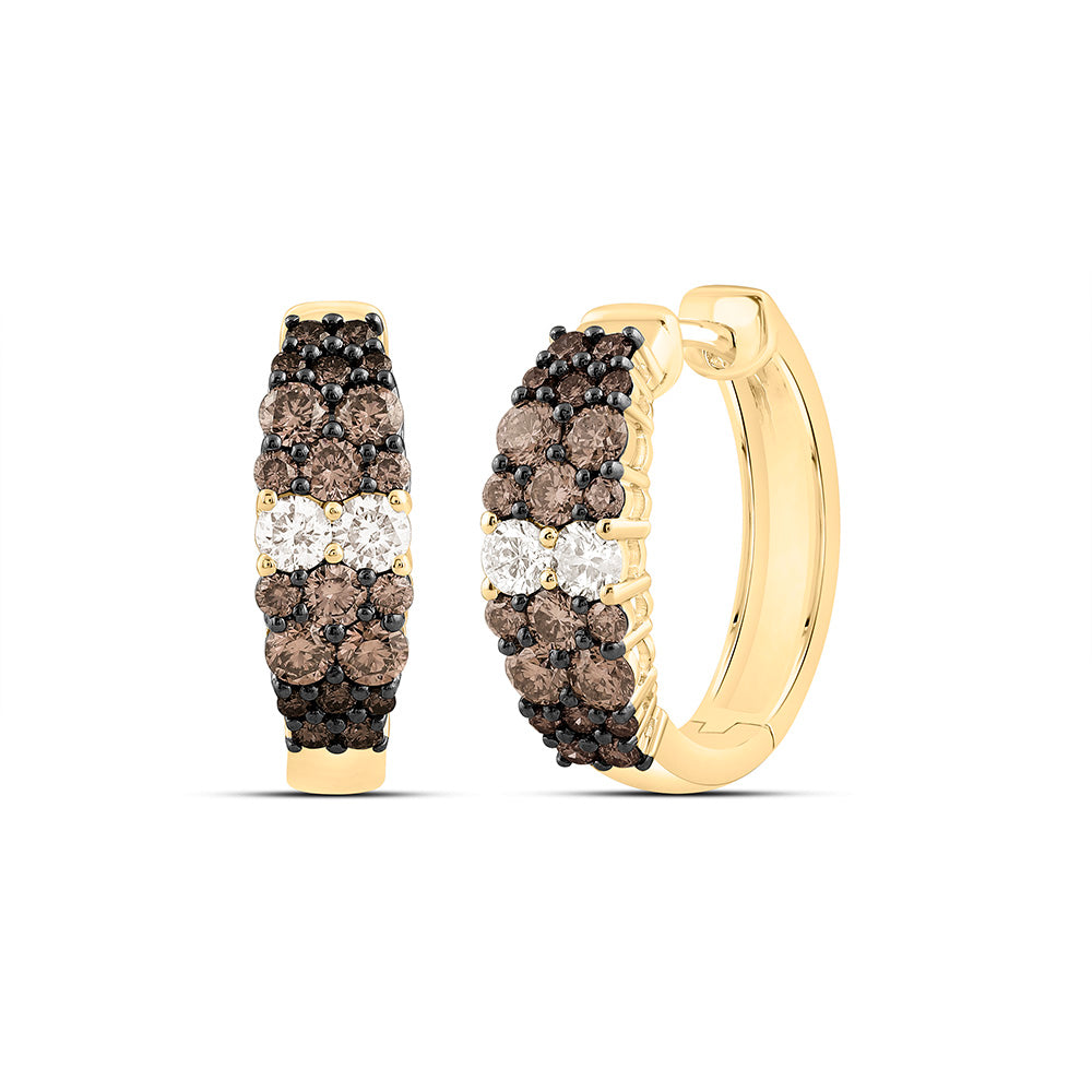 14k Gold 1 1/4 CTW-Natural Diamond Fashion Ombre Diamond Hoop Earring