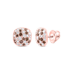 10k Gold 5/8 CTW-Natural Diamond Fashion Cognac Natural Cushion Earring