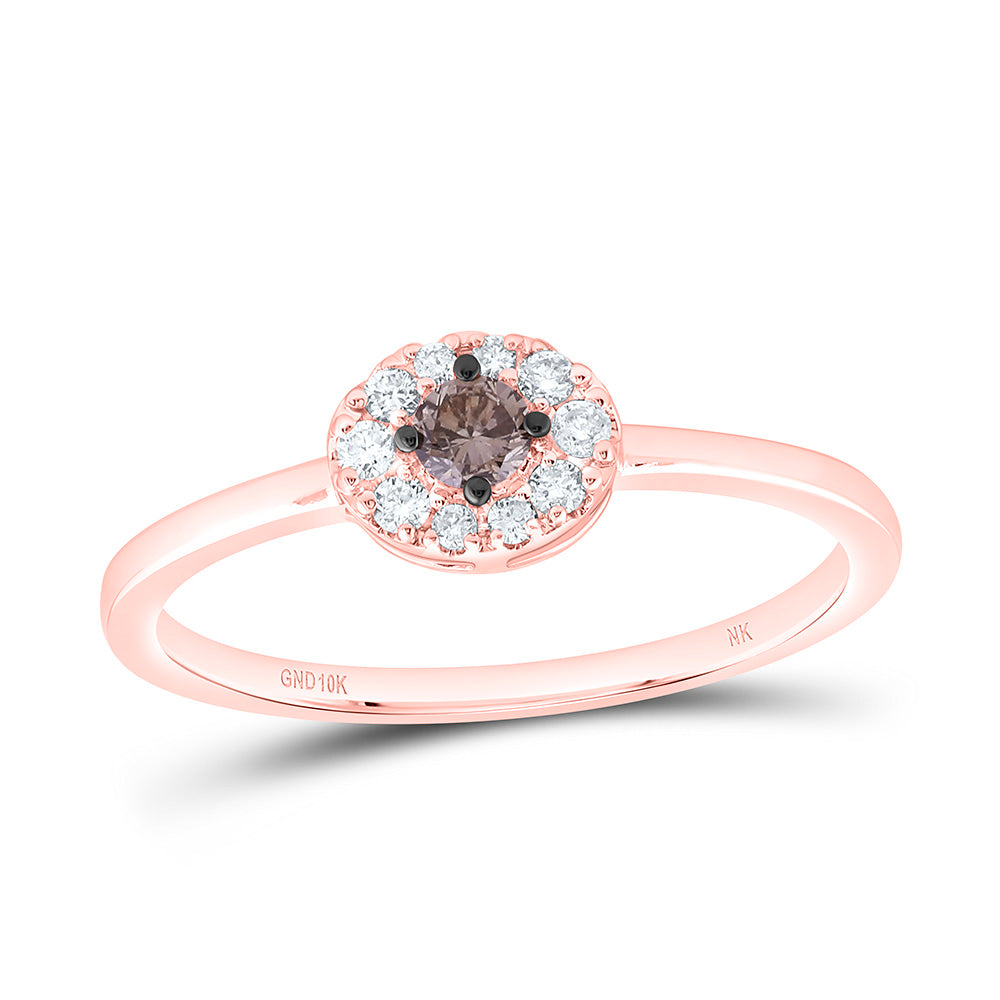10k Gold 1/5 CTW-Natural Diamond Fashion Cognac Natura Round Ring