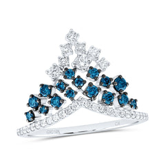 10k Gold 5/8 CTW-Natural Diamond Fashion Blue Diamond Ring
