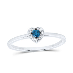 10k Gold 1/8 CTW-Natural Diamond Fashion Blue Diamond Heart Ring