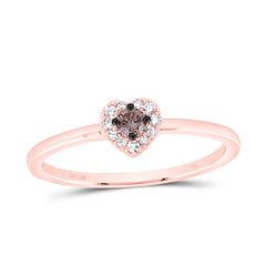 10k Gold 1/8 CTW-Natural Diamond Cognac Natural Heart Ring