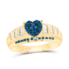 10k Gold 1/2 CTW-Natural Diamond Fashion Blue Diamond Heart Cindy Ring