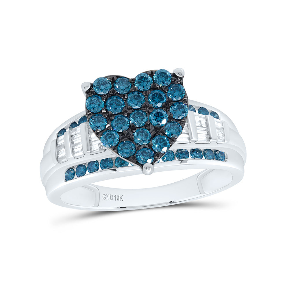 10k Gold 1 CTW-Natural Diamond Fashion Blue Diamond Heart Cindy Ring