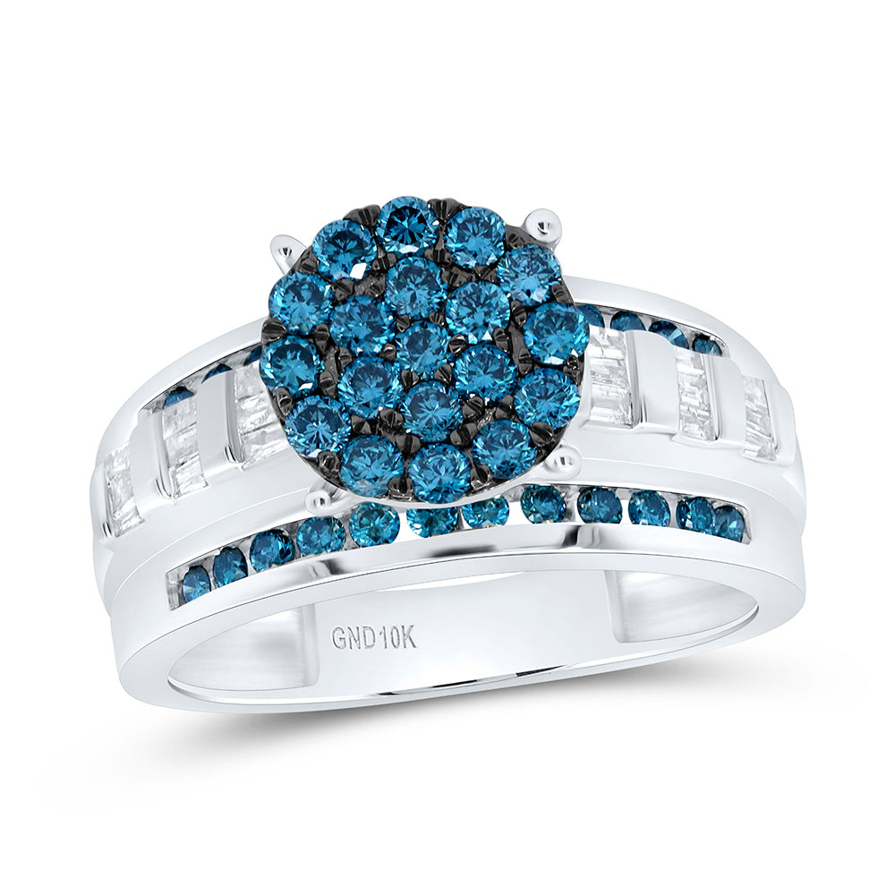 10k Gold 1 CTW-Natural Diamond Fashion Blue Diamond Cindy Round Ring