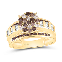 10k Gold 1 CTW-Natural Diamond Fashion Cognac Ombre Diamond Round Ring