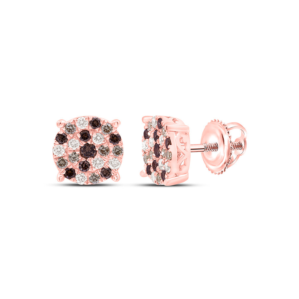10k Gold 1/2 CTW-Natural Diamond Fashion Cognac Ombre Diamond Round Cindy Earring