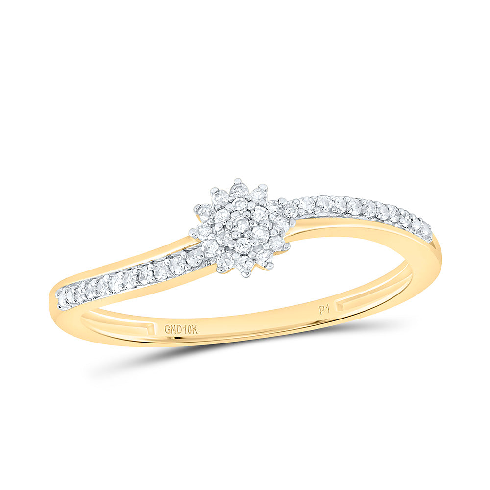 10k Gold 1/10 CTW-Natural Diamond Gift Flower Ring