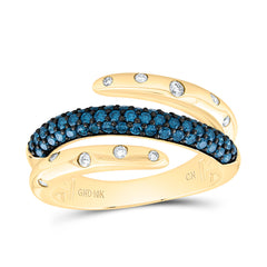 10k Gold 5/8 CTW-Natural Diamond Fashion Blue Diamond Wrap Ring