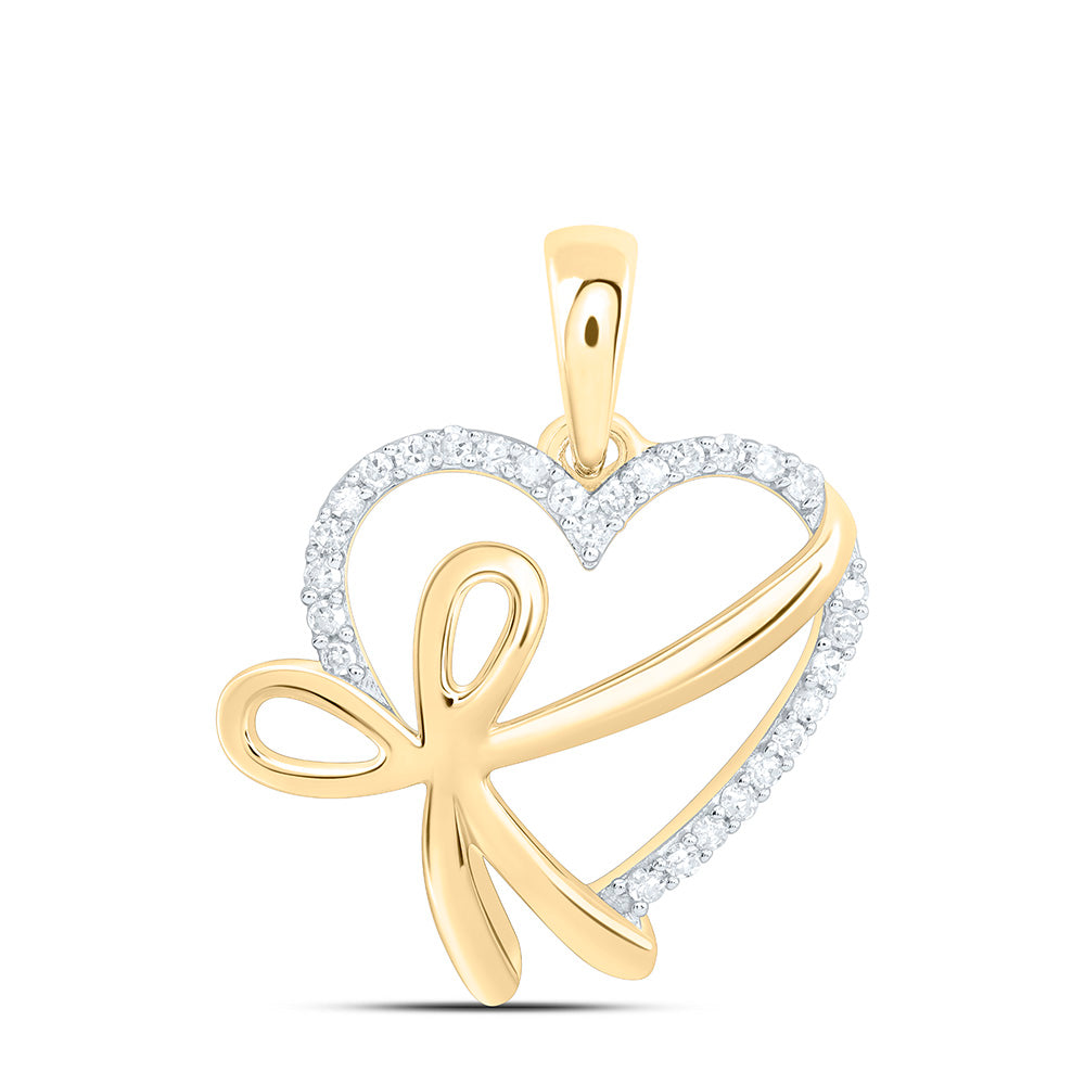 Sterling Silver 1/10 CTW-Natural Diamond Gift Bow Heart Pendant